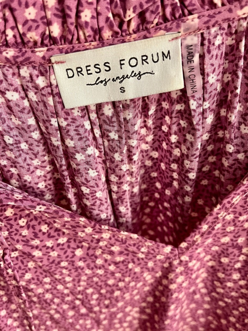 Anthropologie x Dress Forum Ditsy Floral Tiered Peasant Mini Dress Pink small - Picture 4 of 5